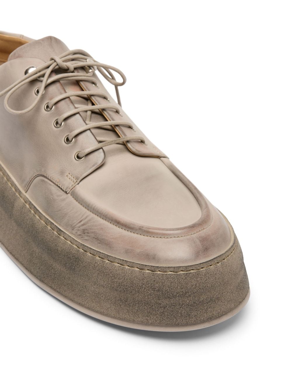 Shop Marsèll Distressed Leather Derby Shoes In Nude