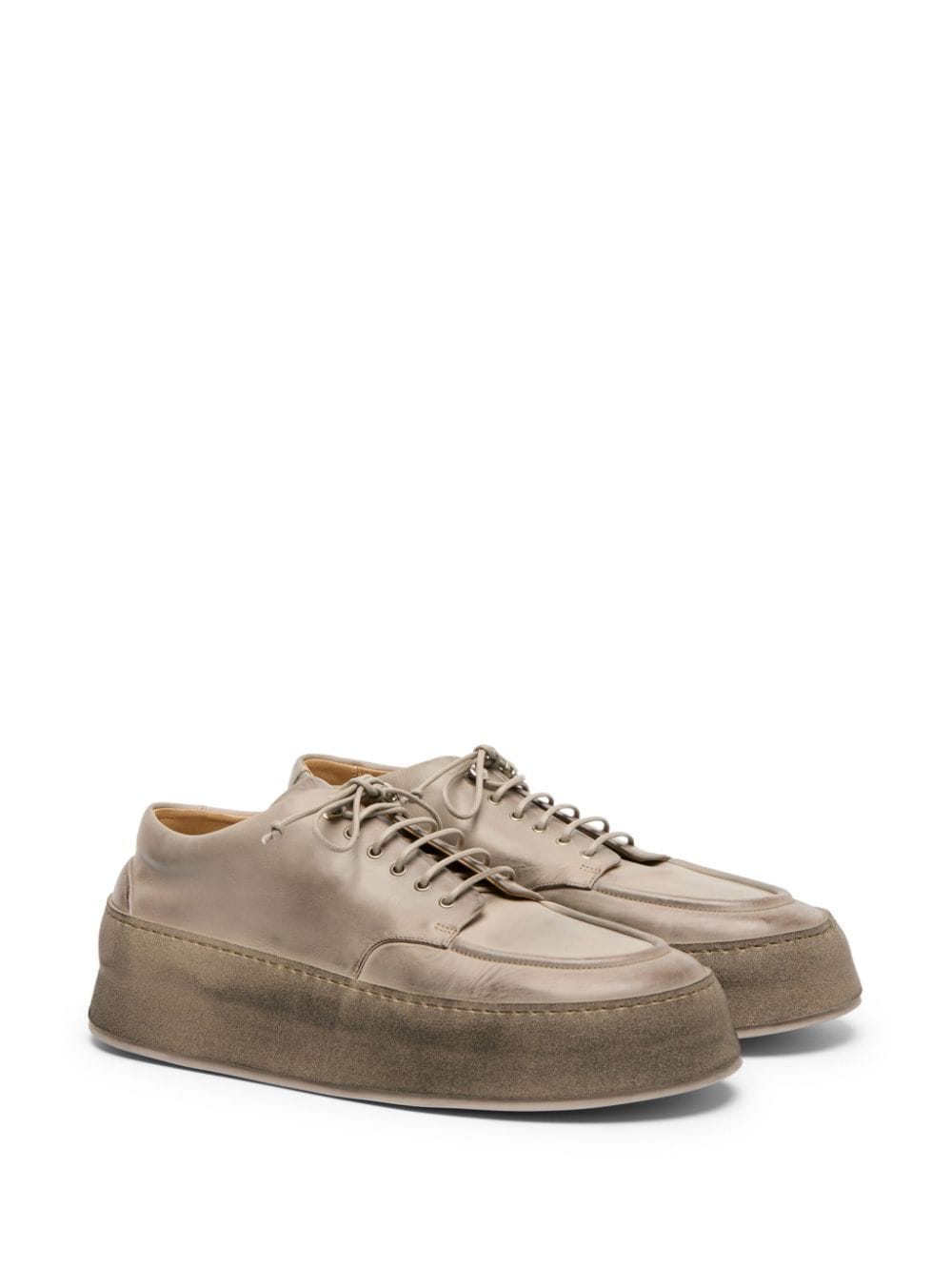 Shop Marsèll Distressed Leather Derby Shoes In Nude