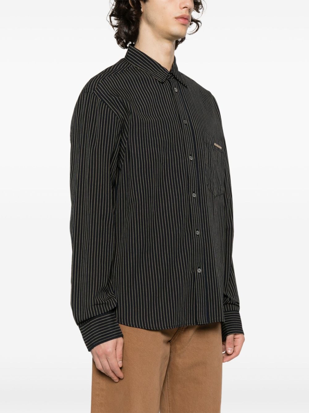 Shop Isabel Marant Embroidered-logo Cotton Shirt In Black
