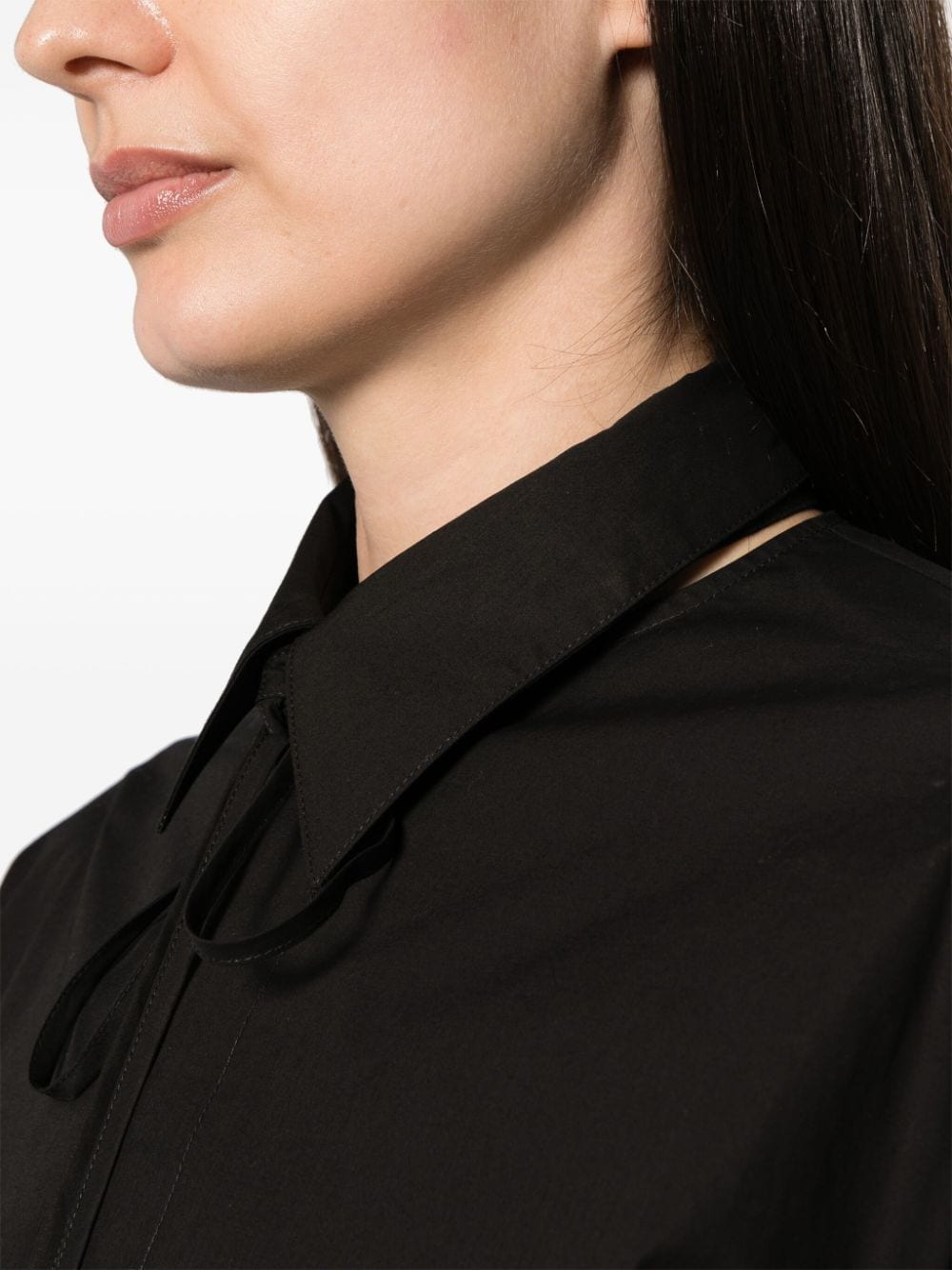 Shop Mm6 Maison Margiela Straight-point Collar Cotton Shirt In Black