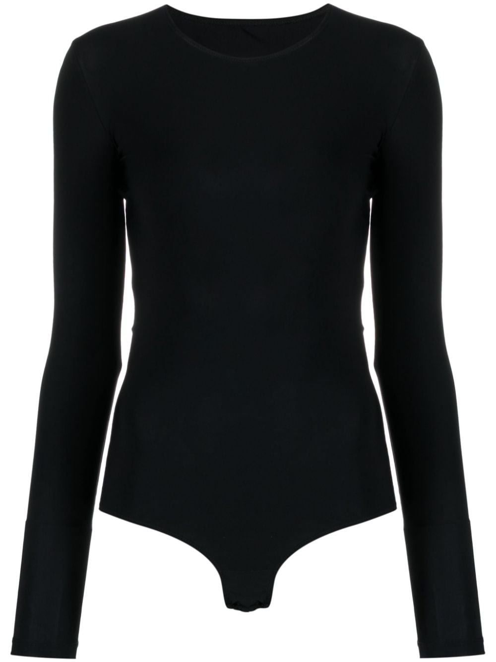 Mm6 Maison Margiela Numbers-motif Longsleeved Bodysuit In Black