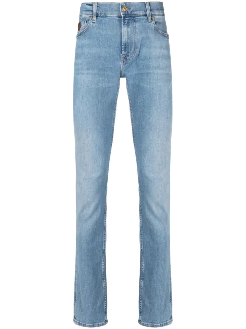 Jean slim à effet usé - 7 For All Mankind - Modalova