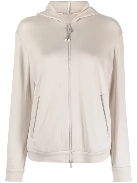 Brunello Cucinelli Monili bead-embellished zip hoodie