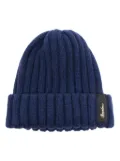 Borsalino logo-patch ribbed beanie - Blue