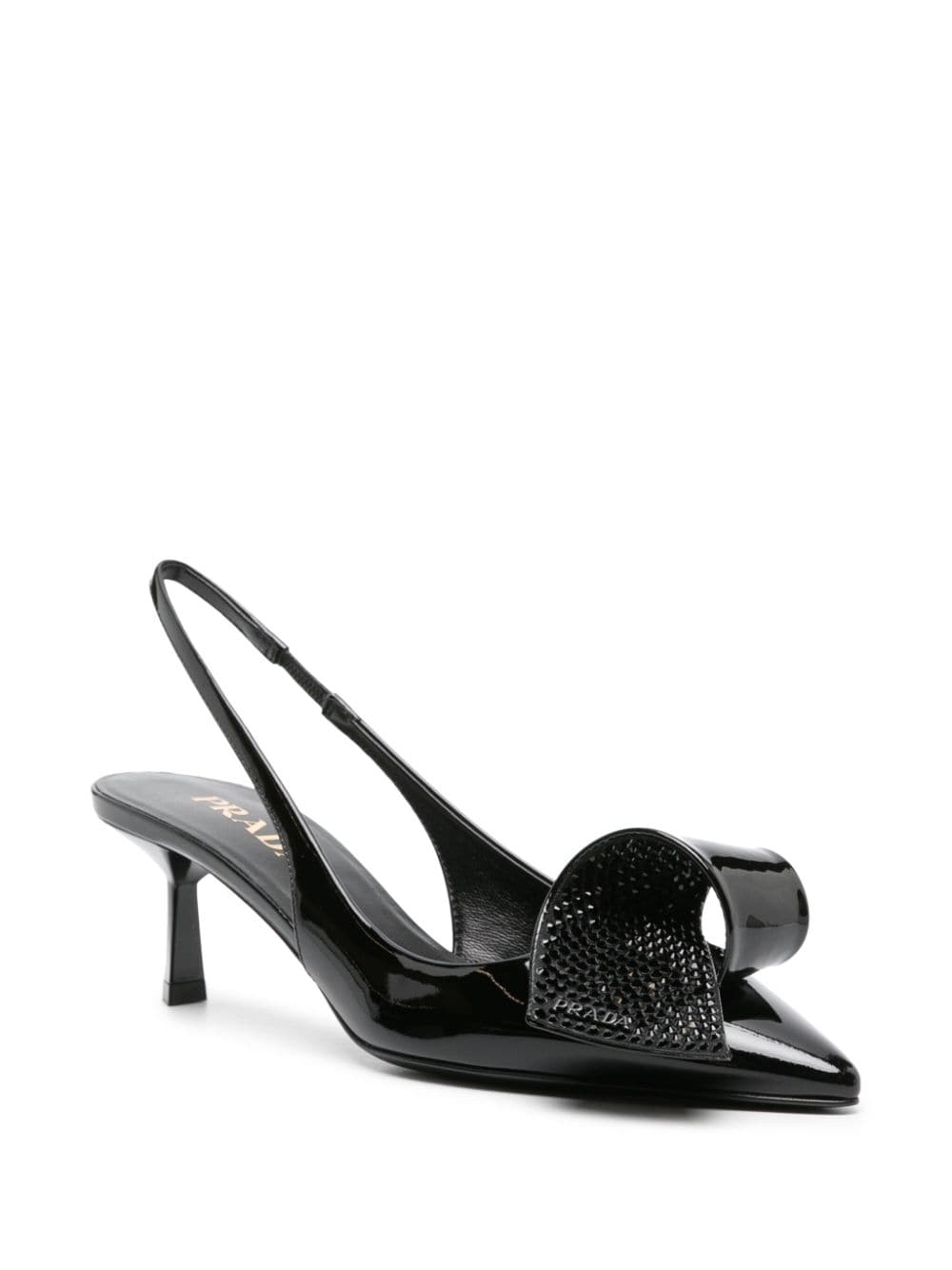 Prada 55mm slingback pumps met applicatie - Zwart