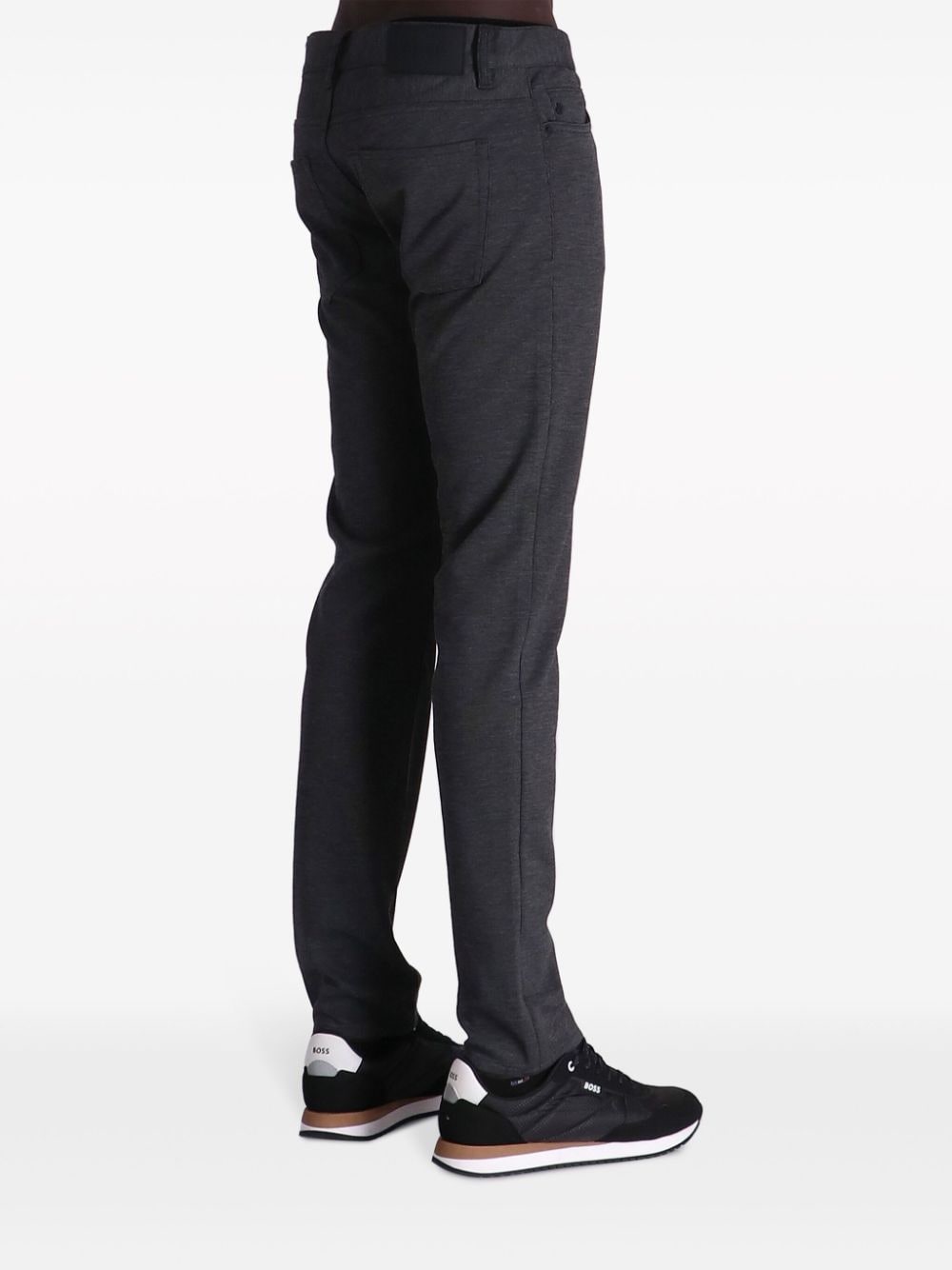 Shop Hugo Boss Slim-cut Brushed-effect Trousers In Grey