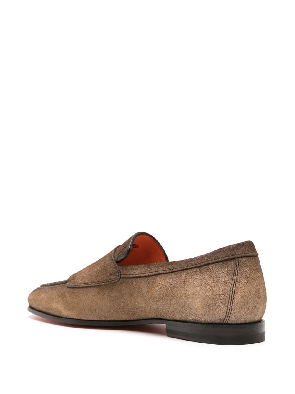 Shop Santoni Double-buckle Suede Loafers In Brown