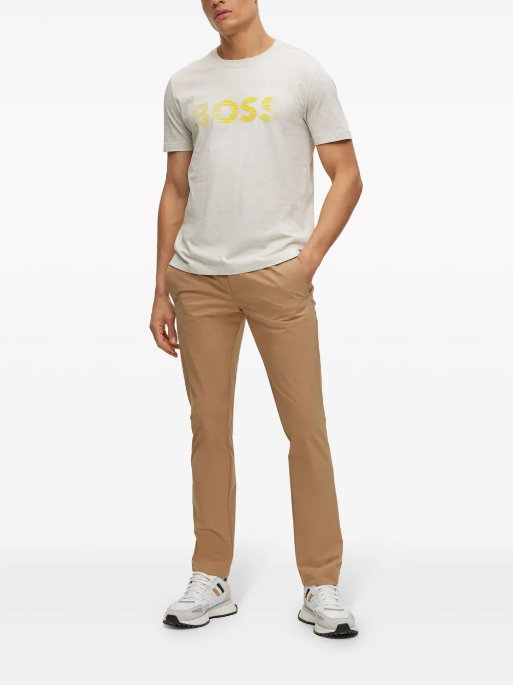 BOSS T-shirt met logoprint - Grijs