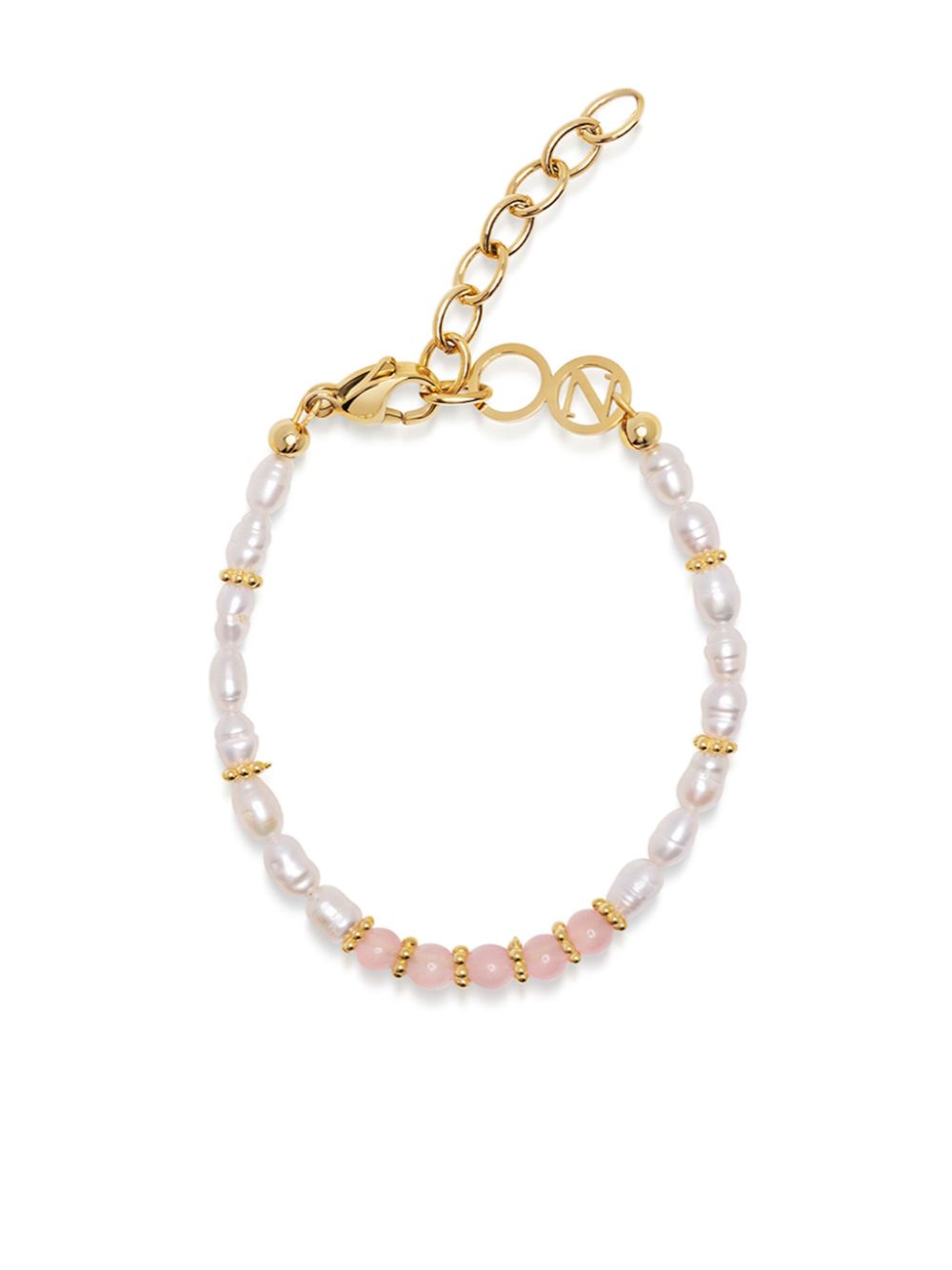 Nialaya Jewelry baroque pearl-opal beaded bracelet - Pink