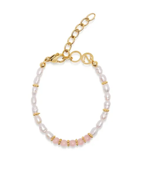 Nialaya Jewelry سوار خرز بلؤلؤ باروك وحجر الأوبال