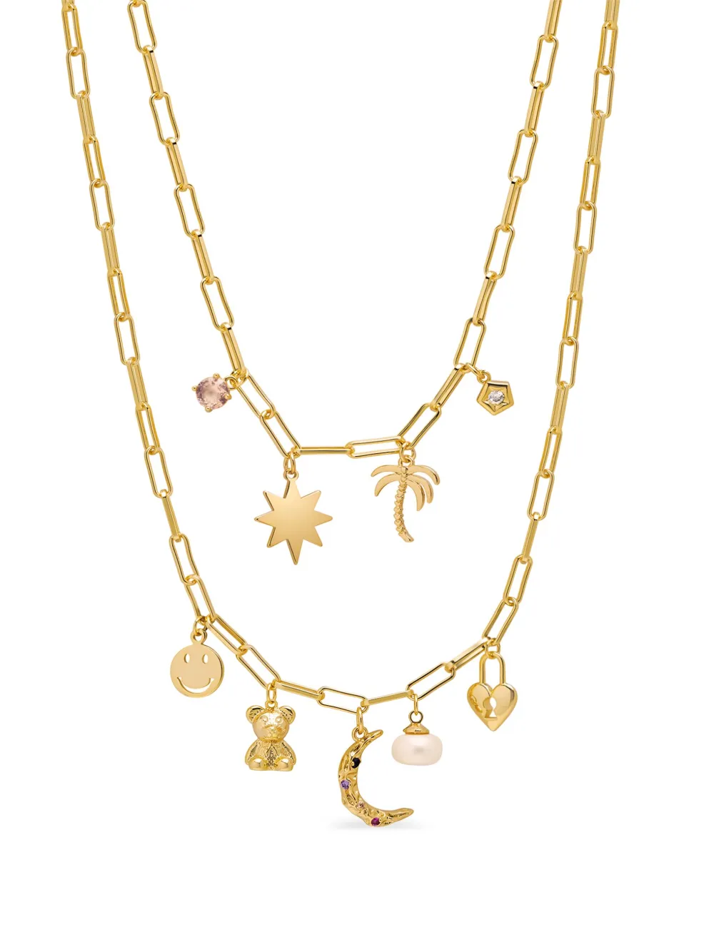 Nialaya Jewelry doublechain Charm Necklace Farfetch
