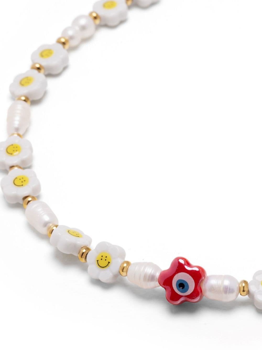 Shop Nialaya Jewelry Smiley-face Beaded Choker Necklace In White