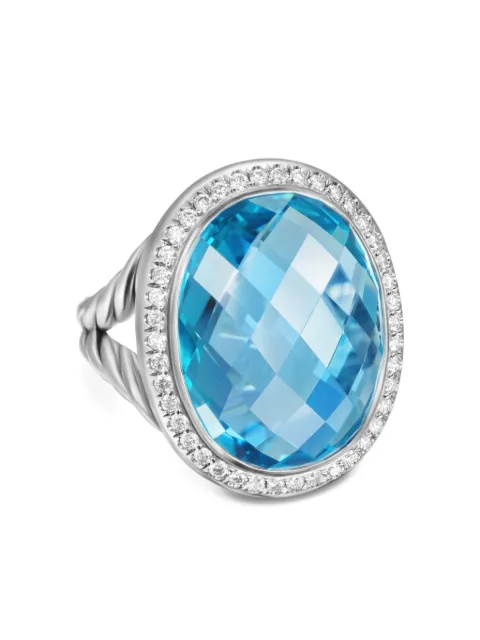 David Yurman sterling silver Albion Oval topaz and diamond ring (21mm)