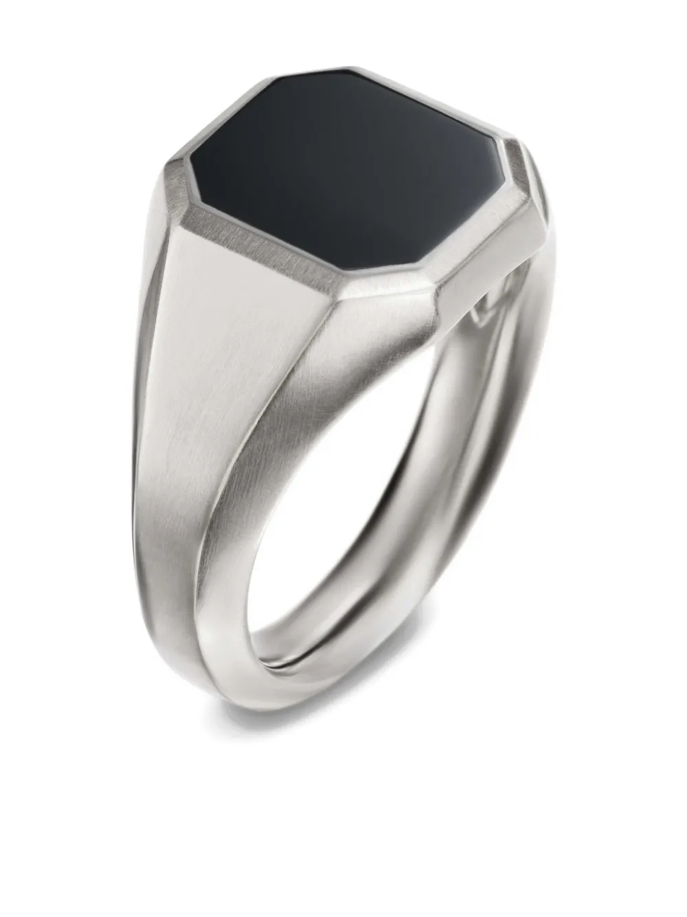  David Yurman Sterling Silver Streamline Onyx Signet Ring (14mm) 
