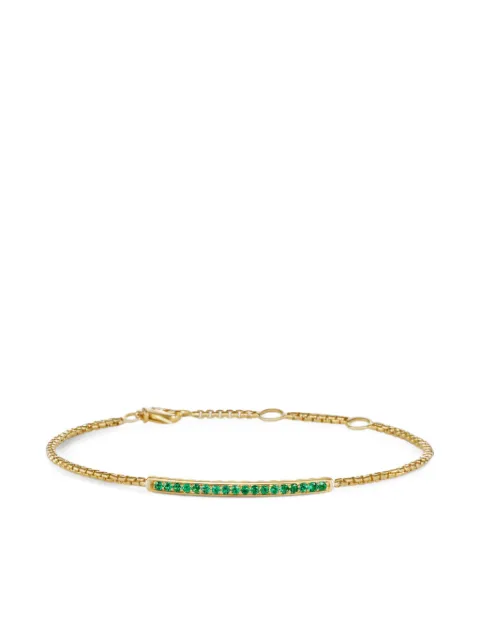 David Yurman 18kt yellow gold Petite Pavé Bar emerald bracelet