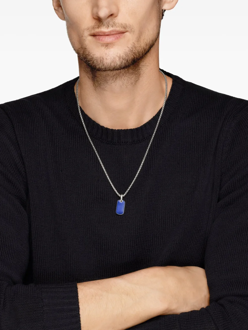 David Yurman sterling silver Chevron lapis lazuli tag (21mm) | Image 2
