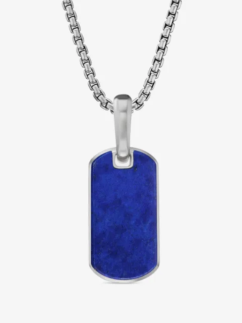 David Yurman sterling silver Chevron lapis lazuli tag (21mm)