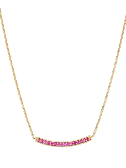 David Yurman 18kt yellow gold Petite Pavé Bar ruby necklace (1.25mm)