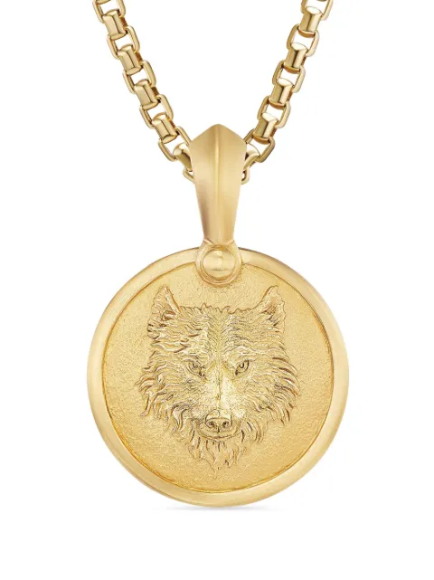 David Yurman 18kt yellow gold Petrvs Wolf amulet (30.6mm)