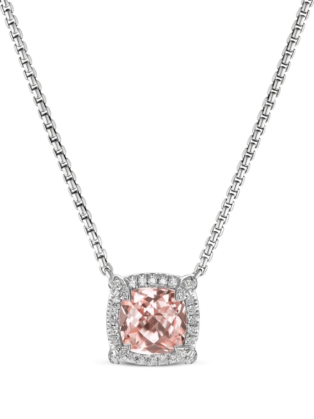 David Yurman Sterling Silver Petite Chatelaine Morganite And Diamond Necklace