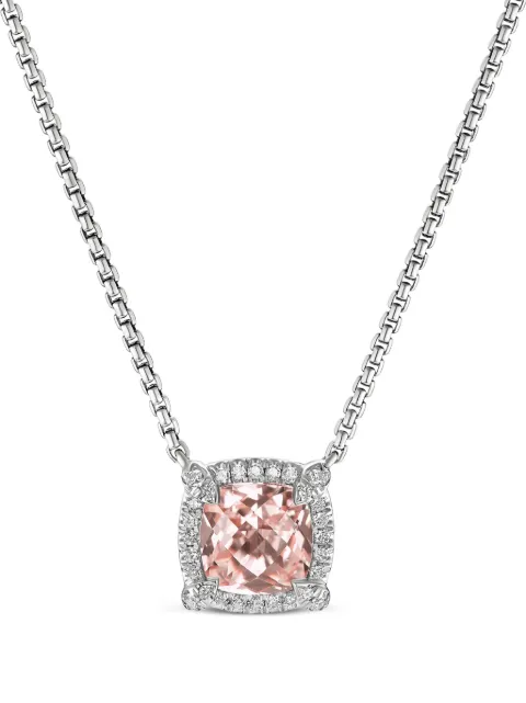 David Yurman sterling silver Petite Chatelaine morganite and diamond pendant necklace