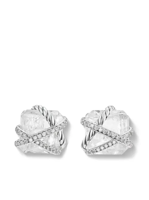 David Yurman aretes Cable Wrap en plata de ley con diamantes