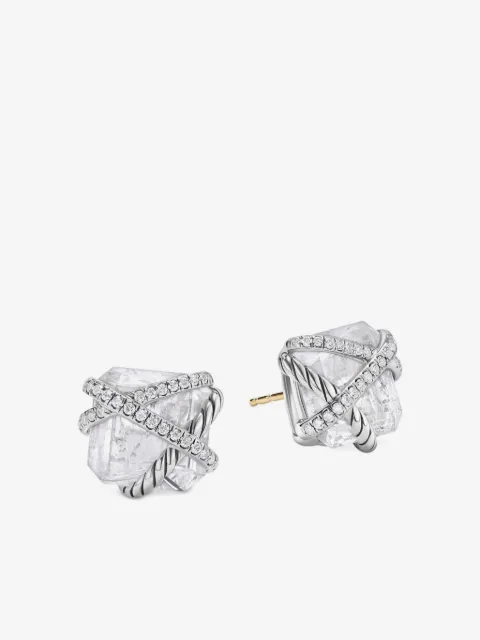David Yurman sterling silver Cable Wrap diamond stud earrings (12mm)