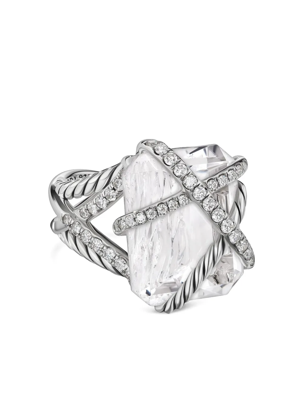 David Yurman Cable Wrap ダイヤモンド リング 18mm スターリングシルバー - ホワイト David Yurman Cable Wrap ダイヤモンド リング 18mm スターリングシルバー - ホワイト