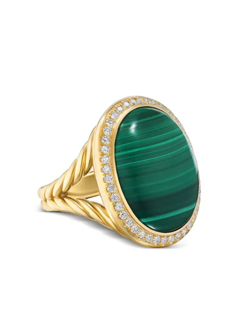 David Yurman 18kt yellow gold Albion Oval malachite and diamond ring (21mm)