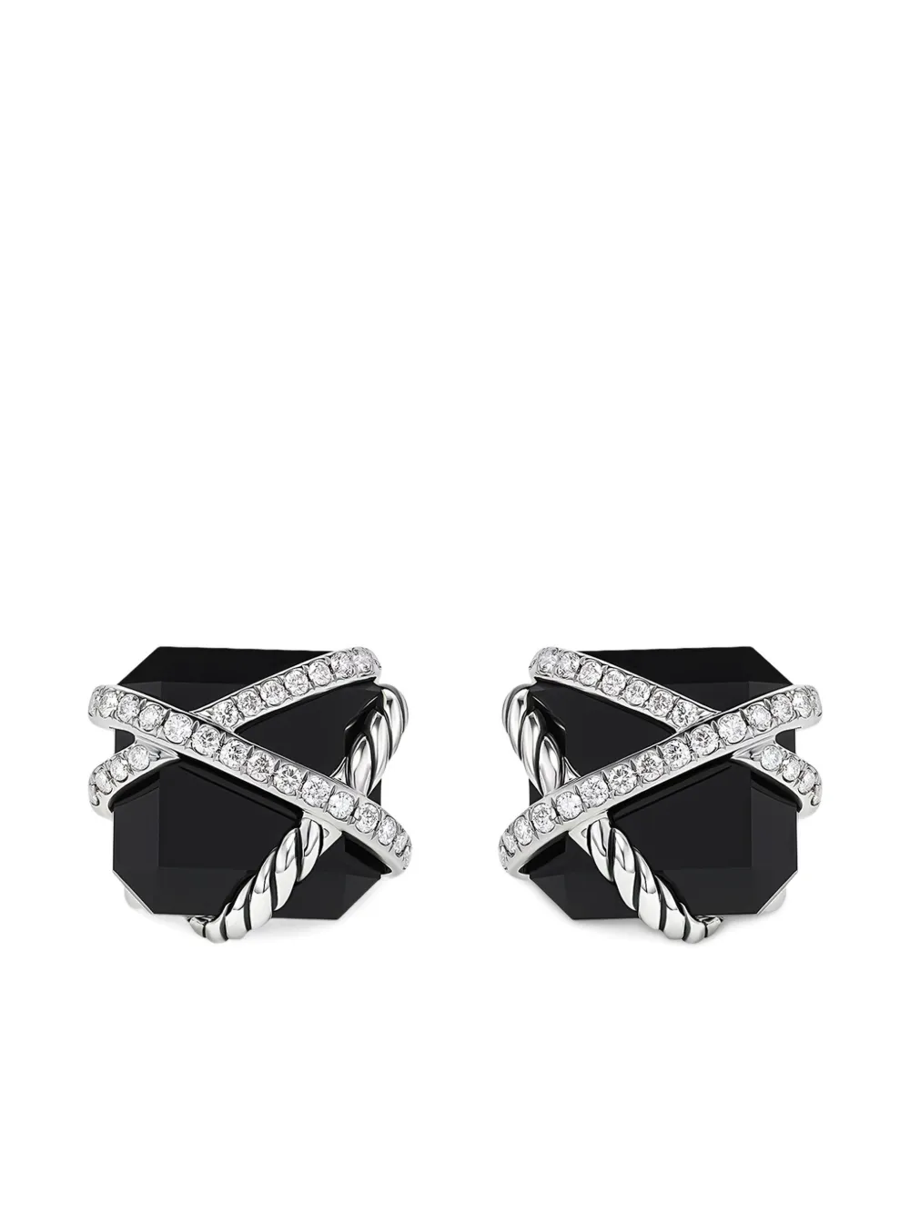 David Yurman sterling silver Cable Wrap diamond stud earrings (12mm) | Black | Image 1