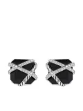 David Yurman sterling silver Cable Wrap diamond stud earrings (12mm) - Black