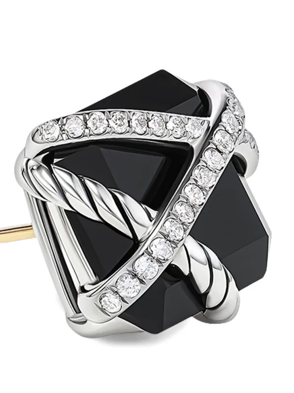 【最終価格】DAVID YURMAN シルバー ブラックダイヤモンド ピアス David Yurman Single Skull Stud Black Diamond Earring in