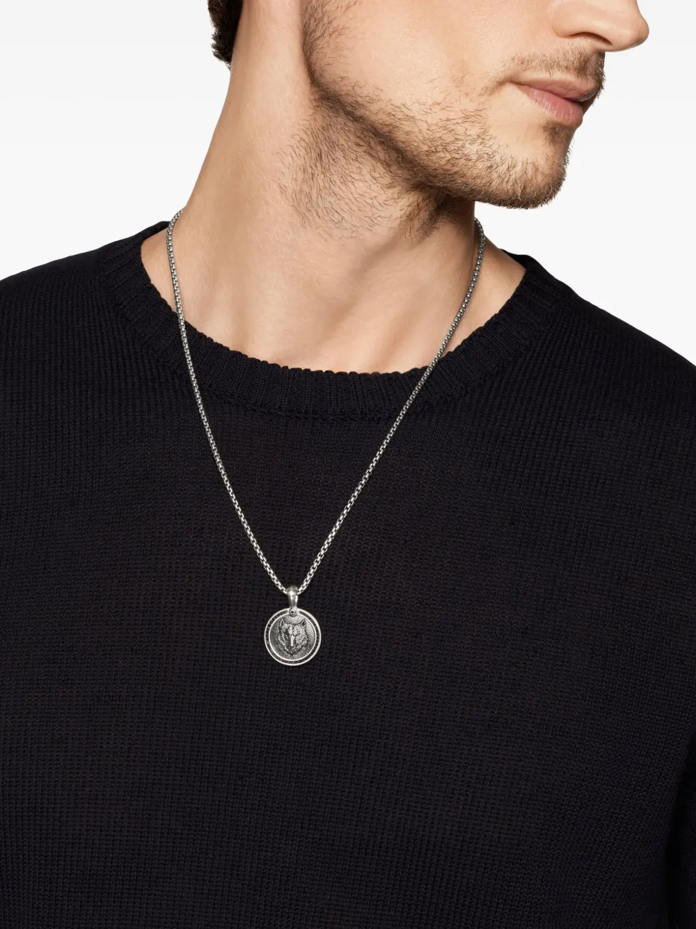 David Yurman sterling silver Petrvs Wolf diamond amulet (30.3mm) | Image 2