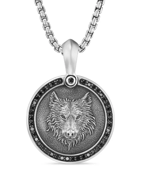 David Yurman sterling silver Petrvs Wolf diamond amulet (30.3mm)