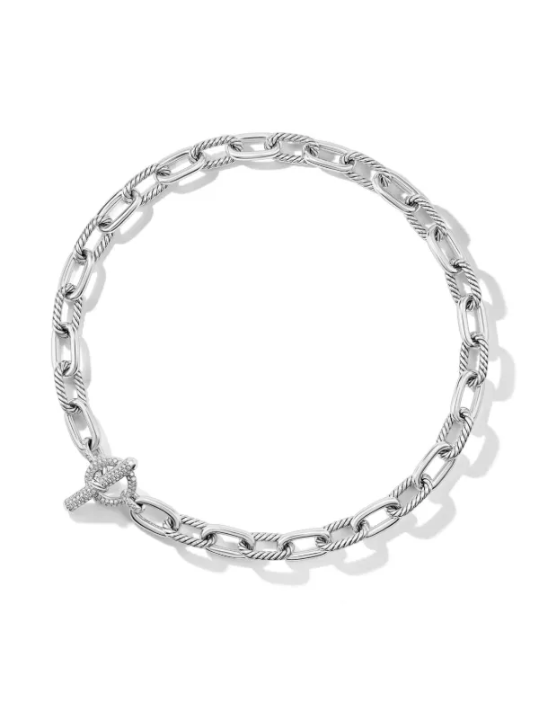 David Yurman Sterling Silver DY Madison Diamond Necklace (11mm)