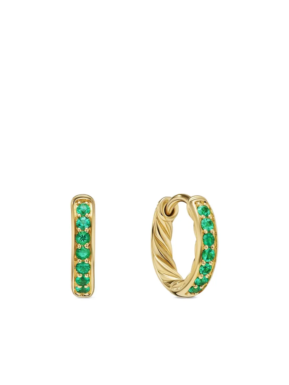 David Yurman aretes estilo huggie Petite Pavé en oro amarillo de 18kt con esmeraldas | dorado | Image 1