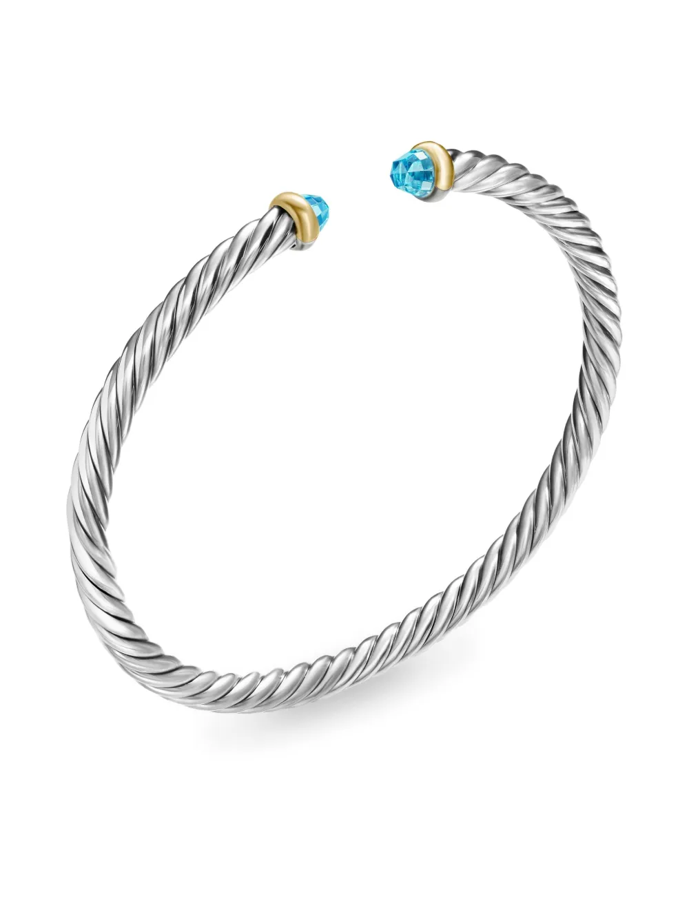  David Yurman 14kt Yellow Gold And Sterling Silver Cable Flex Bracelet (4mm) 