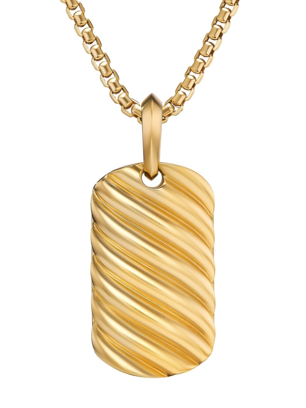 David Yurman 18kt Yellow Gold Sculpted Cable Tag Necklace Charm