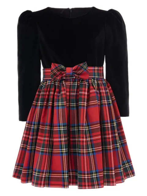Tulleen plaid-print velvet dress