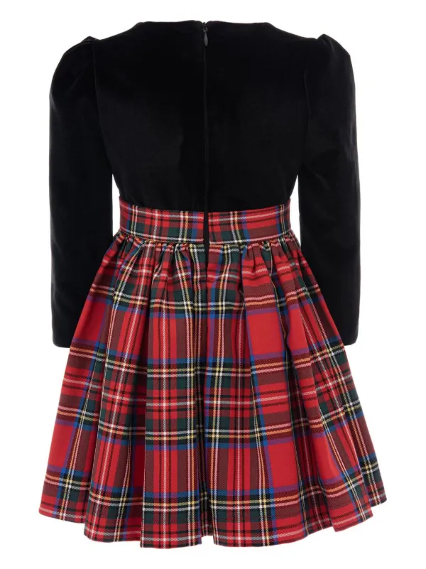 Tulleen plaid-print Velvet Dress Red FARFETCH IN