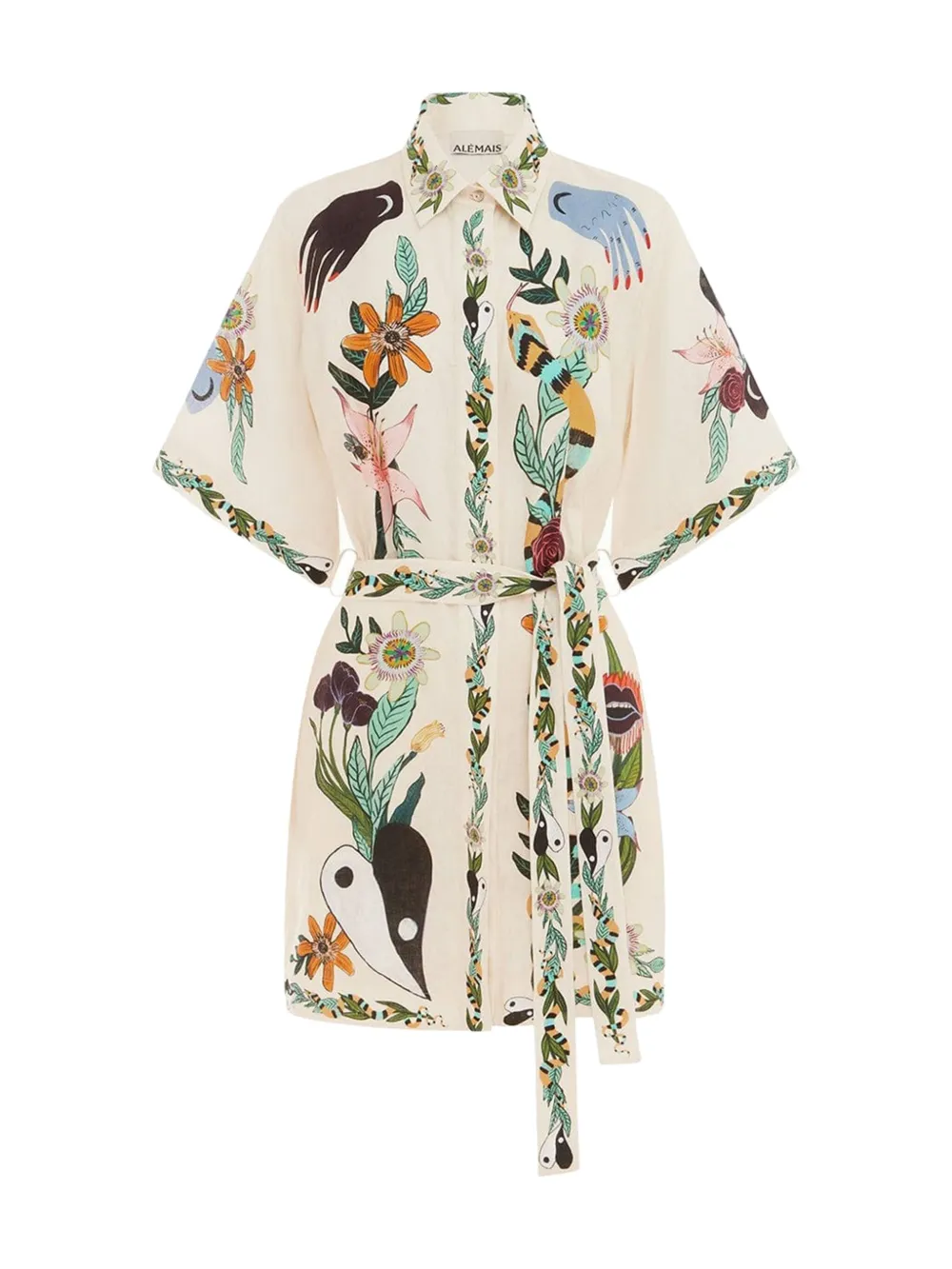 ALEMAIS MEAGAN BELTED LINEN MINIDRESS