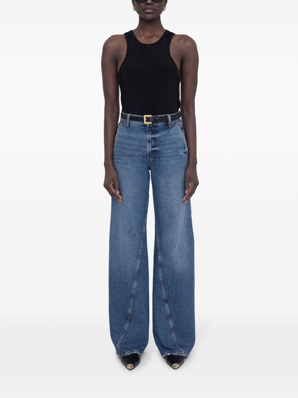 Shop Anine Bing Briley Straight-leg Jeans In Blue