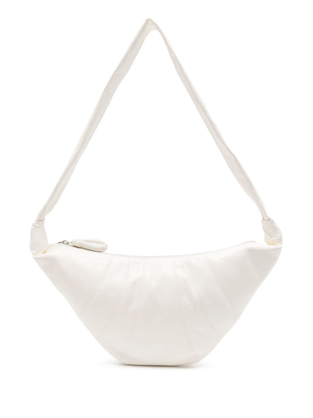 Shop Lemaire Croissant Leather Shoulder Bag In White