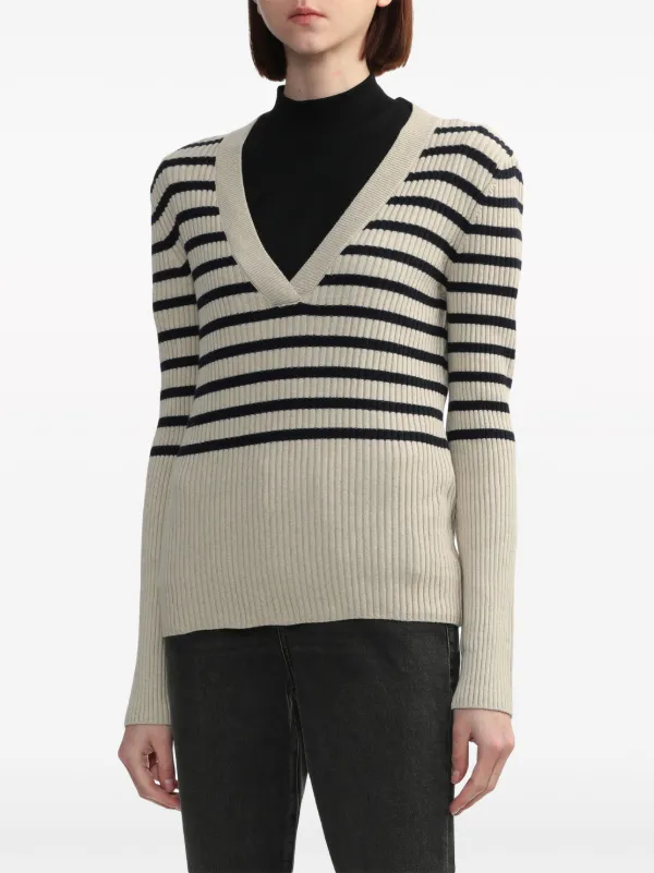 A.P.C. ストライプ リブニット セーター | ホワイト | FARFETCH JP