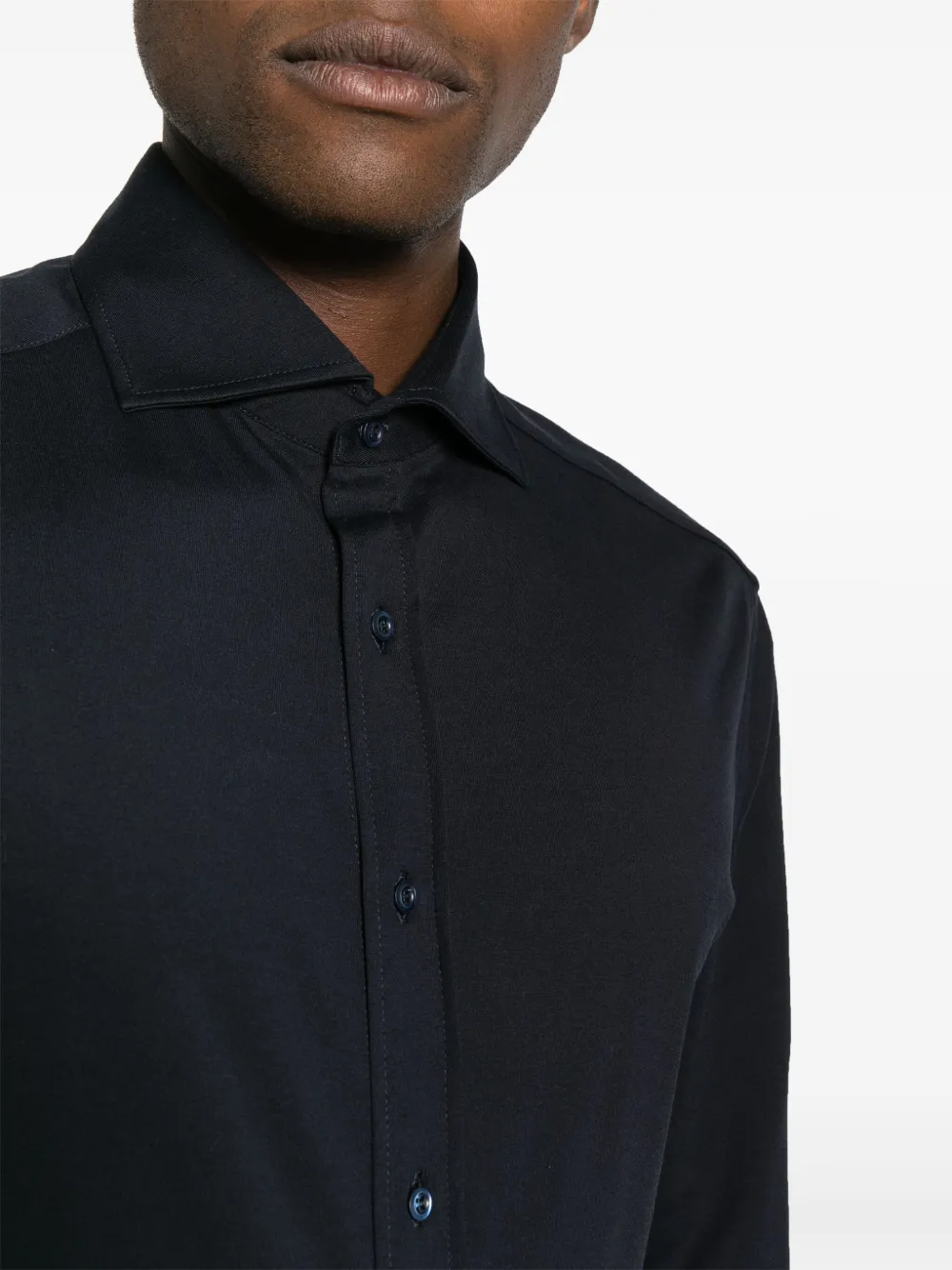 Brunello Cucinelli Katoenen overhemd met gespreide kraag Blauw