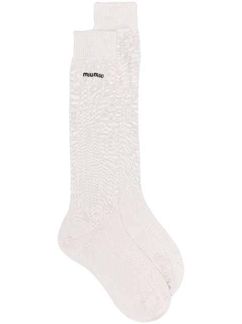 Miu Miu logo-embroidered silk socks