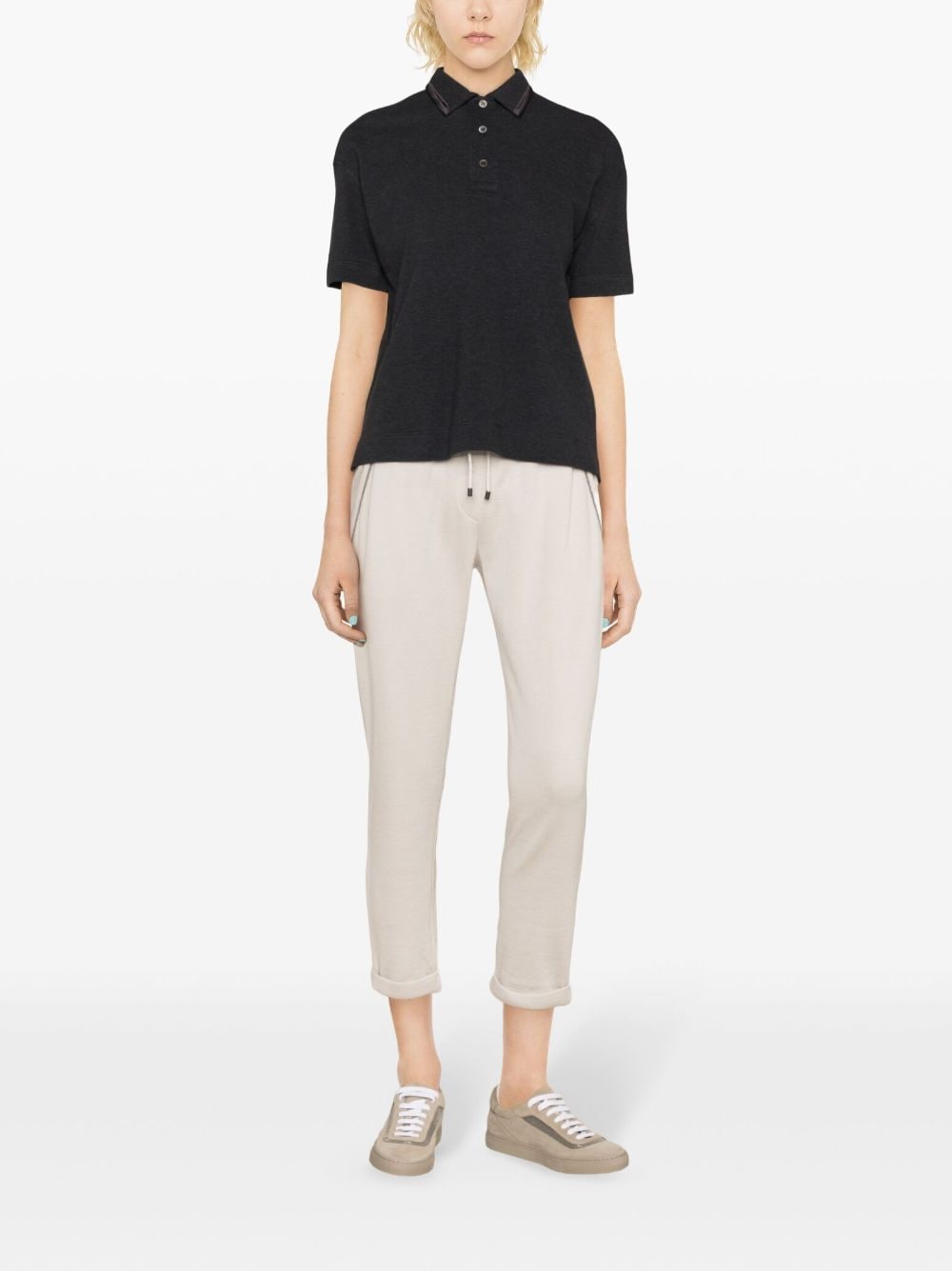 Shop Brunello Cucinelli Monili Bead-embellished Track Pants In Neutrals