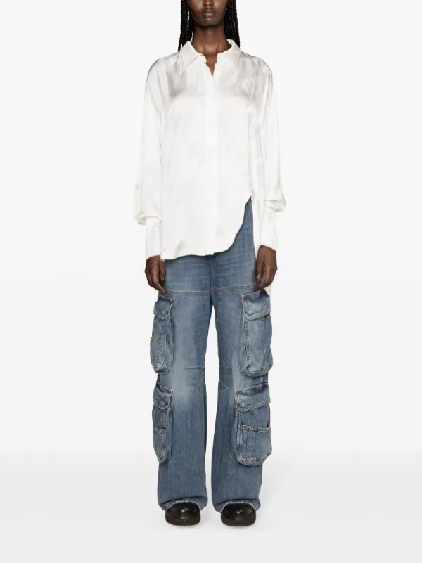 The Attico Diana Asymmetric Jacquard Shirt | White | FARFETCH NZ