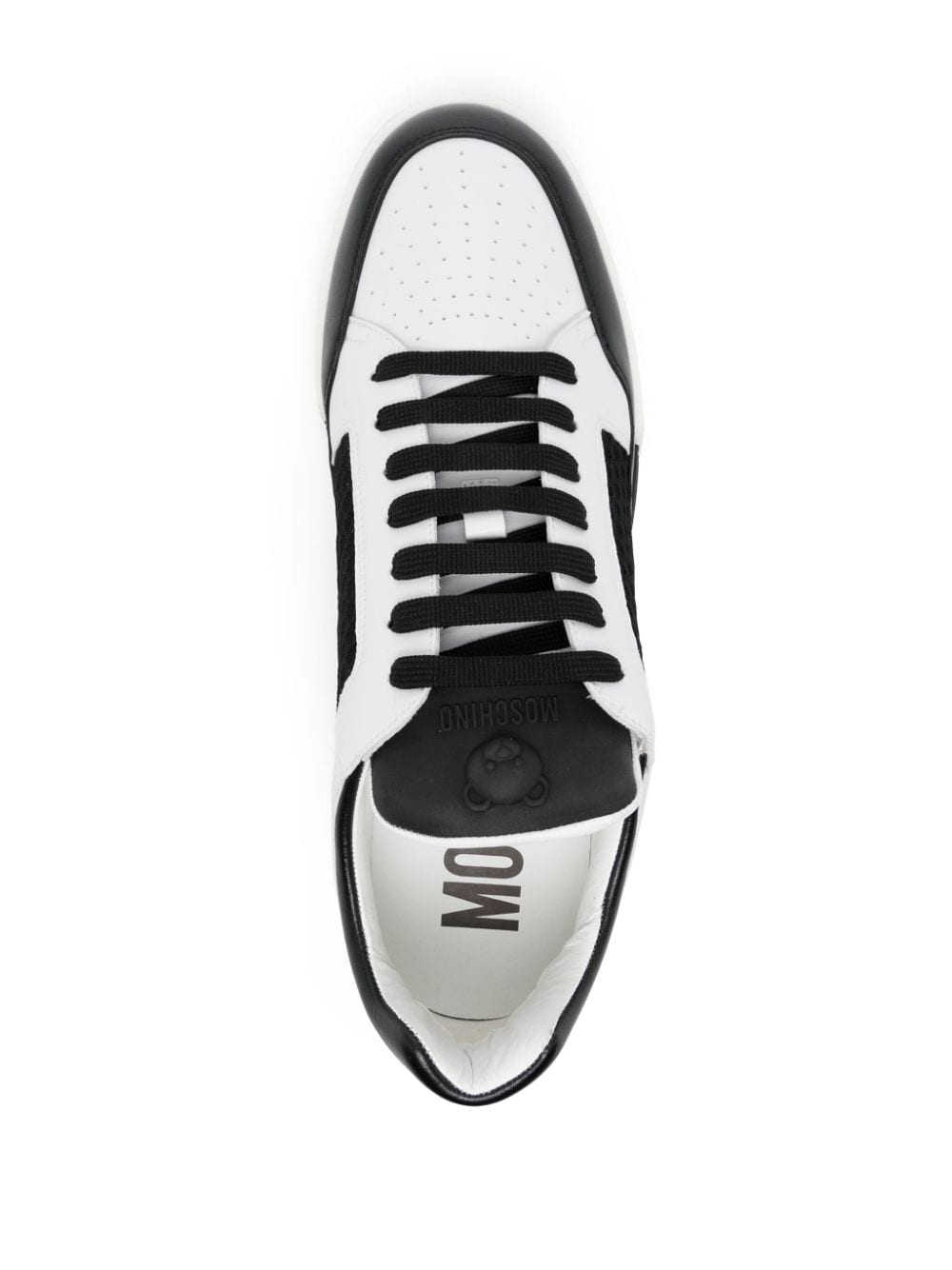 Shop Moschino Two-tone Panelled Sneakers In Black