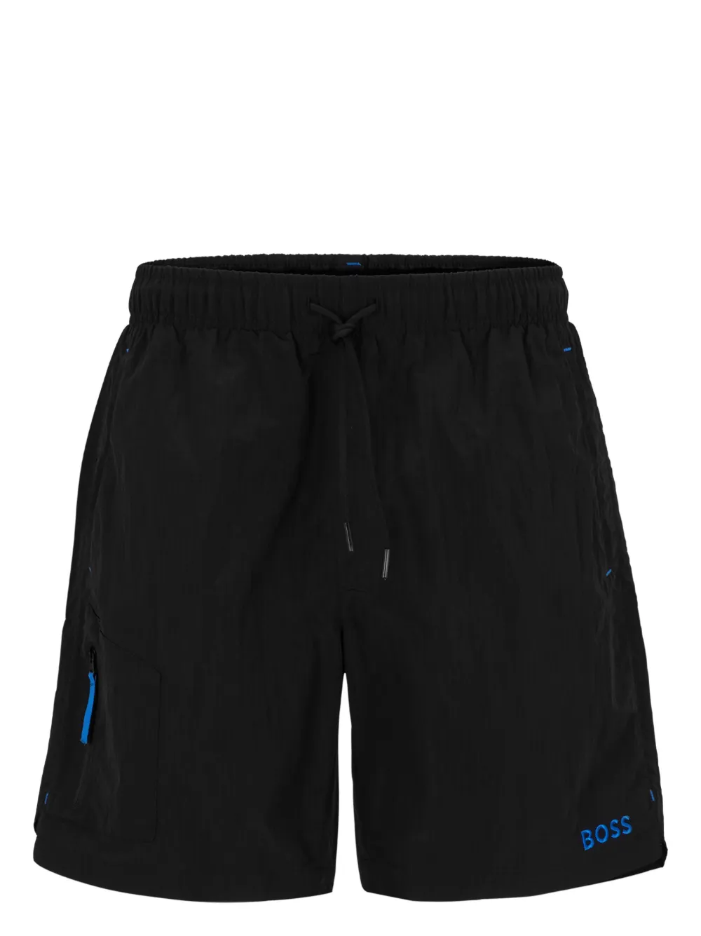 Hugo Boss Swim Shorts In Quick-drying Fabric With Embroidered Logo In Black